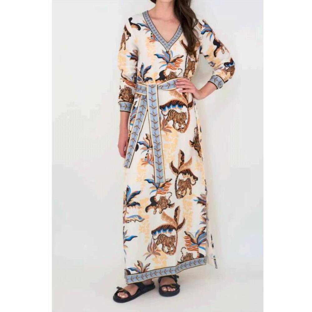 NEW LAS SUREÑAS bali tiger long dress in white